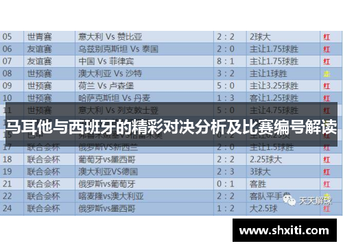 马耳他与西班牙的精彩对决分析及比赛编号解读